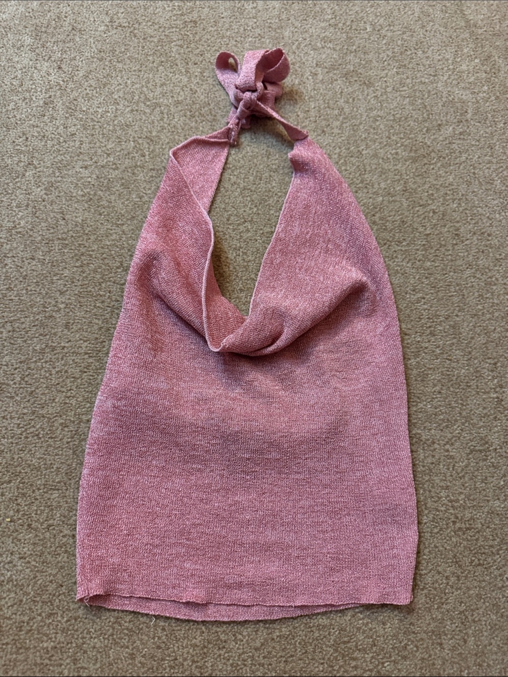 NWOT Women's sparkle Pink Knit Halter Top Size XS